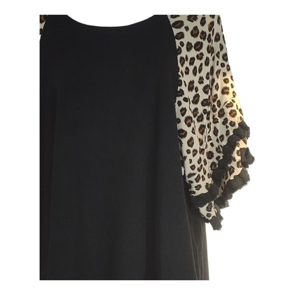 Umgee Women:s Leopard Print Black Linen Blend Tunic Dress Or Long Shirt. SZ 1XL - Picture 5 of 11